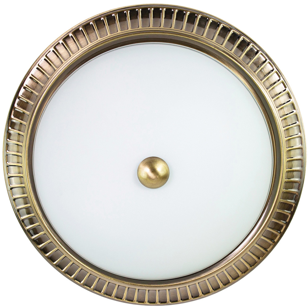 Happy Homewares Antique Brass Traditional Flush Ceiling Light with Opal Glass Diffuser Image 7