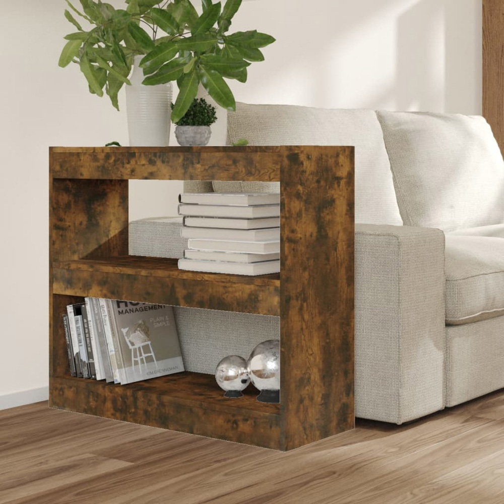 vidaXL 2 Shelf Smoked Oak Bookcase Image 6