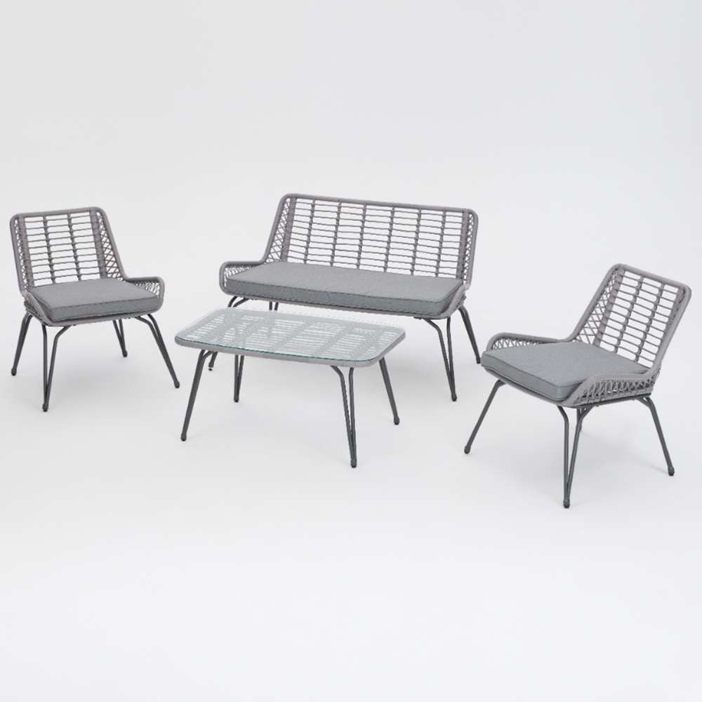 Home Detail Pampas 4 Seater Grey Wicker Style Lounge Set Image 2