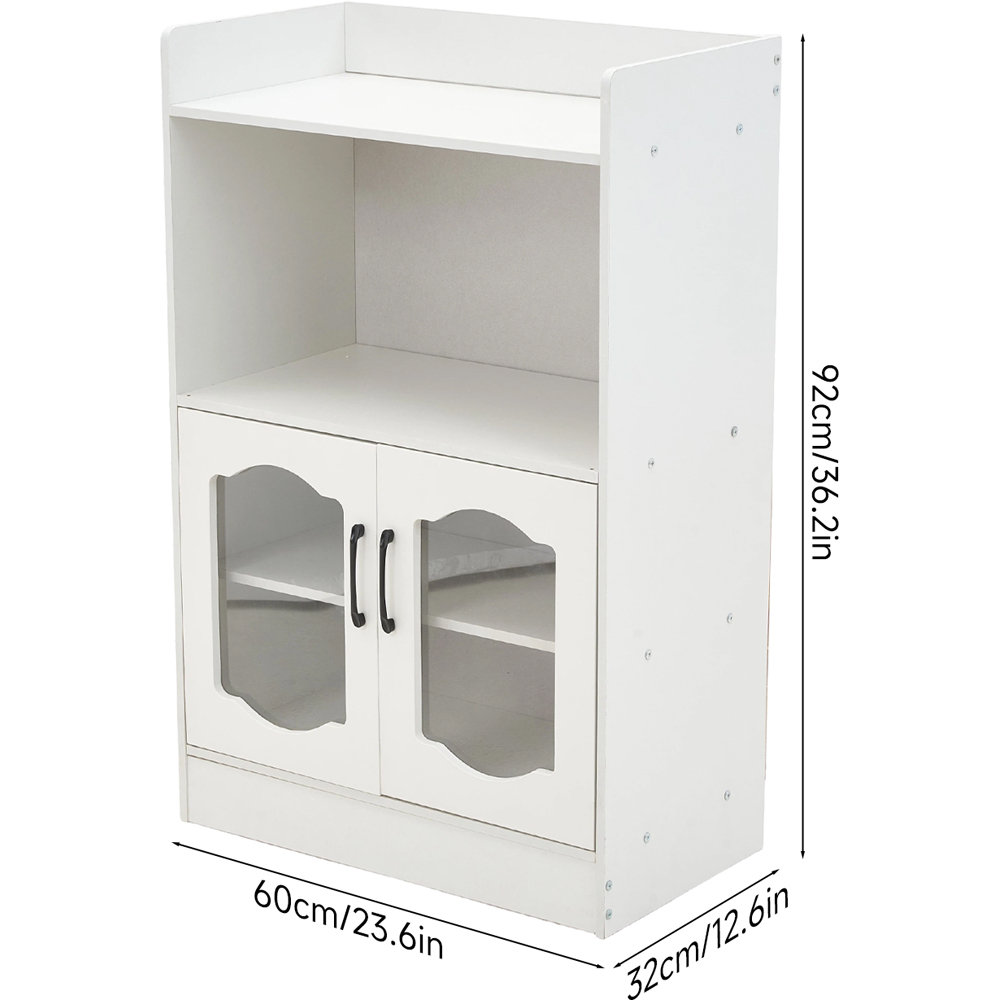 Living and Home 2 Door 2 Shelf White Glass Panel Sideboard Image 9