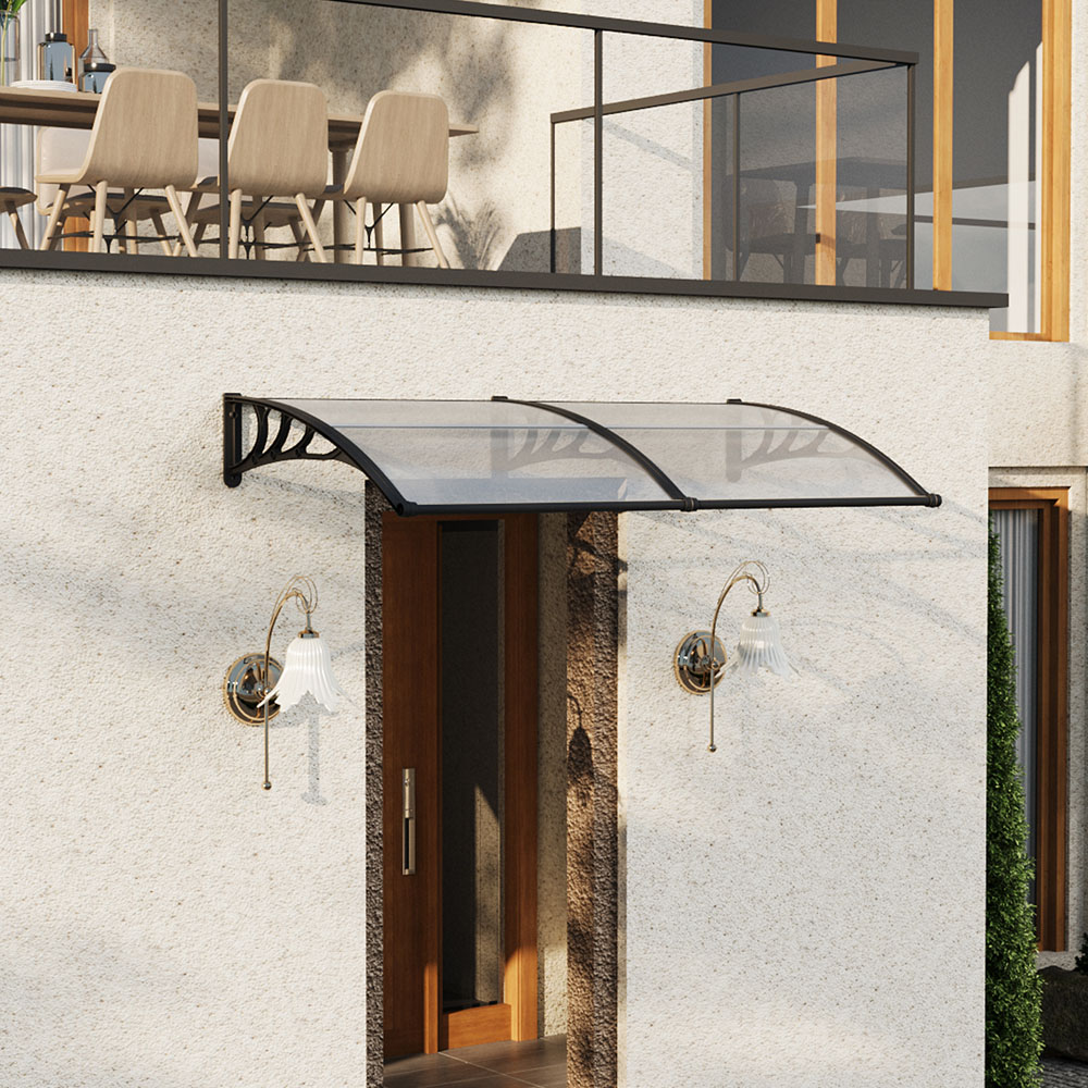 Living and Home Black Door and Window Outdoor Awning with Water Channel 2 x 1m Image 7