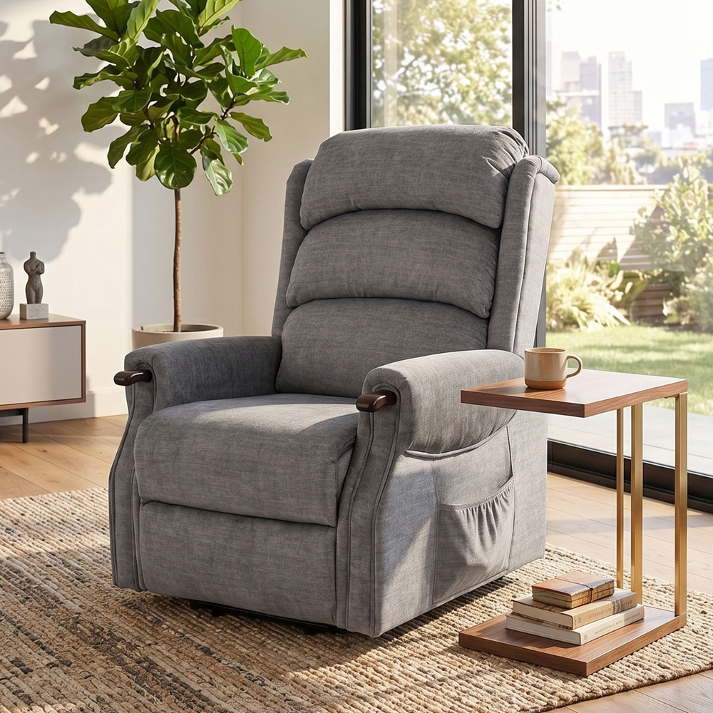 HOMCOM Grey Wooden Grip Vibration and Heat Power Lift Recliner Chair Image 3