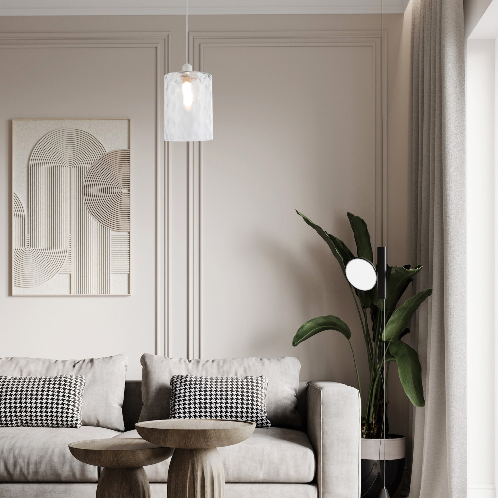 Happy Homewares Rectangular Hammered Clear Glass Pendant Lamp Shade Image 2