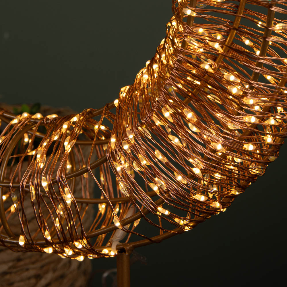 Samuel Alexander 720 Warm White LED Rose Gold Light Up Christmas Wreath on Metal Stand 45cm Image 4