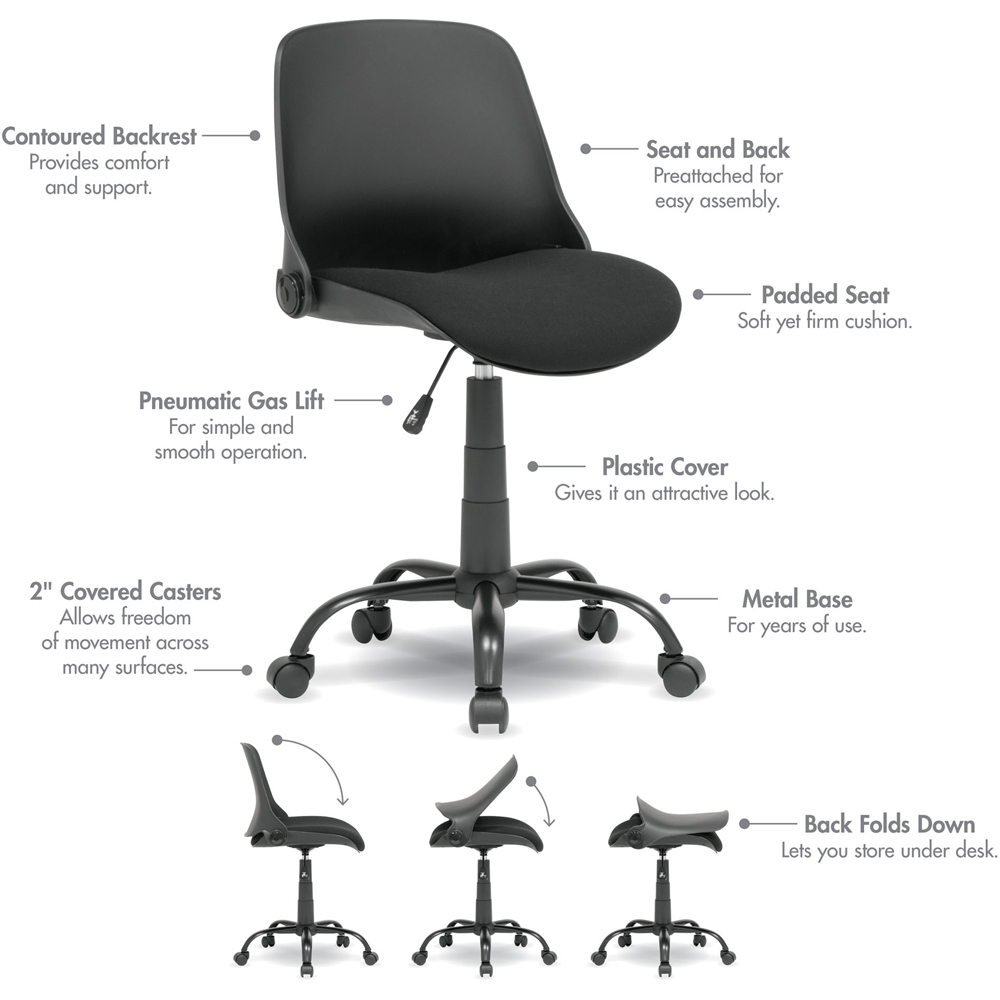 Sewing Online 18616 Black Hydraulic Foldable Sewing and Office Chair Image 8