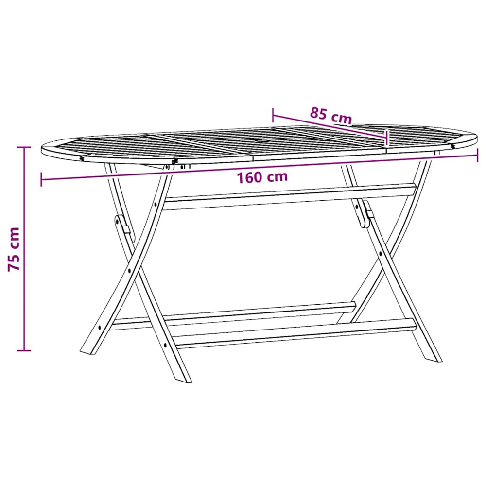 Walplus 6 Seater Brown Solid Eucalyptus Wood Foldable Garden Table Image 6
