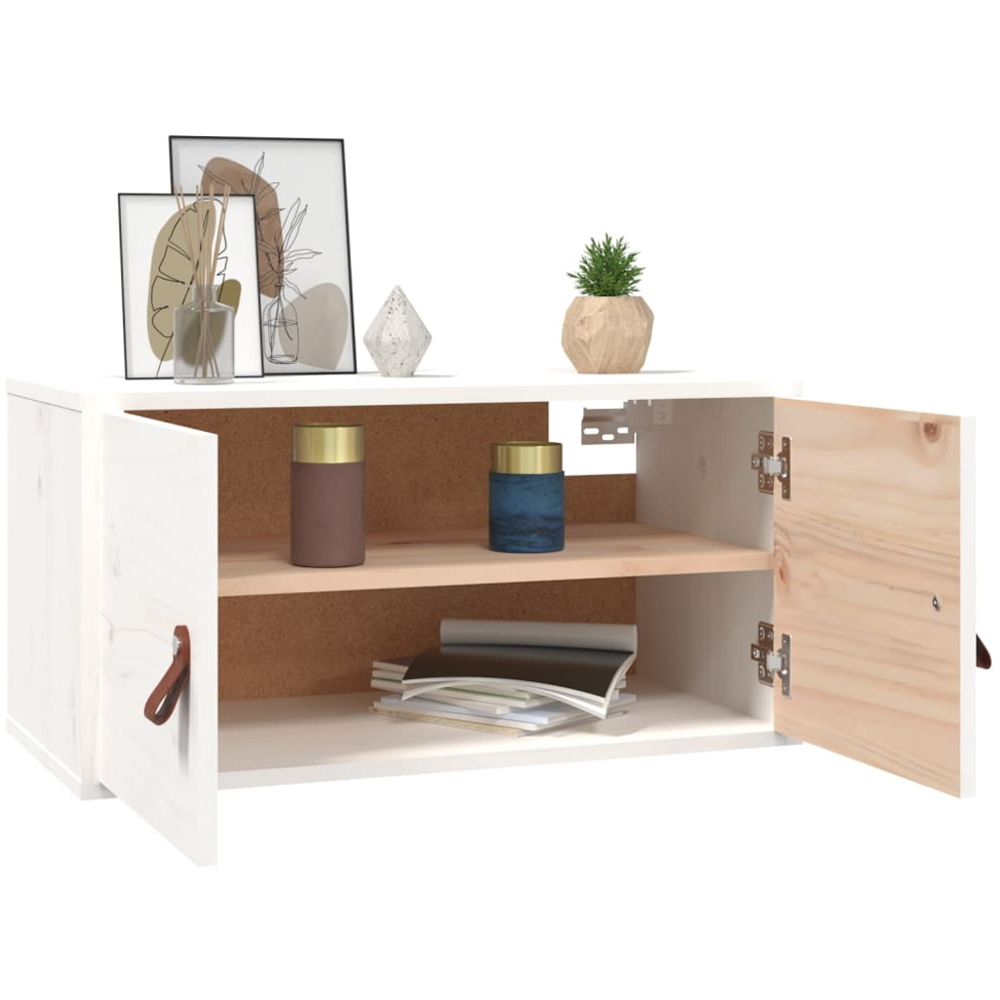 vidaXL 2 Door White Solid Wood Pine Wall Cabinet Set of 2 Image 7