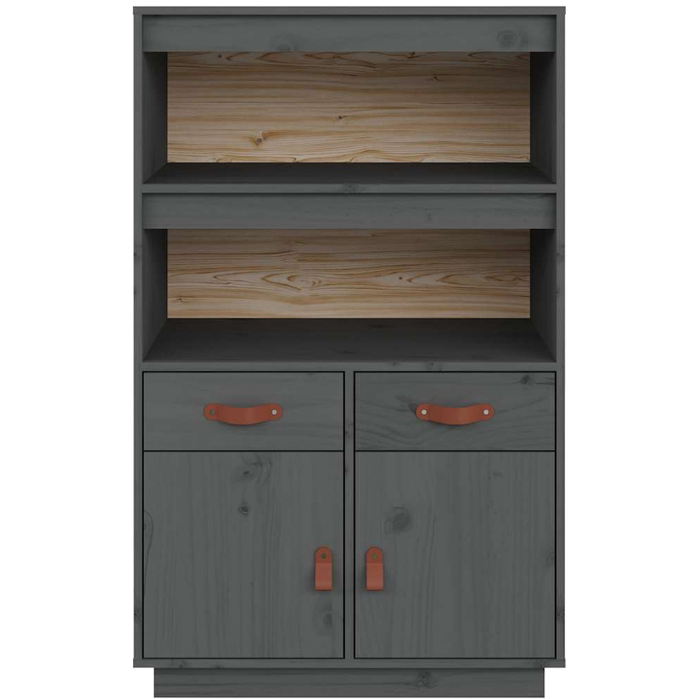 vidaXL 2 Door 2 Drawer 2 Shelf Grey Solid Pine Wood Highboard Image 6