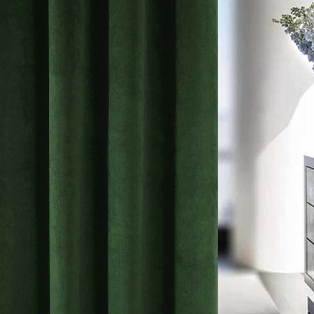 Enhanced Living Hampton Green Velvet Blackout Thermal Eyelet Curtain 168 x 137cm Image 3