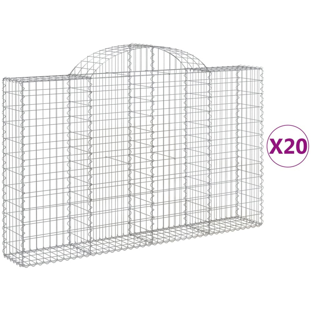 vidaXL Silver Galvanised Iron Arched Gabion Basket 120/140 x 30 x 200cm 20 Pack Image 4