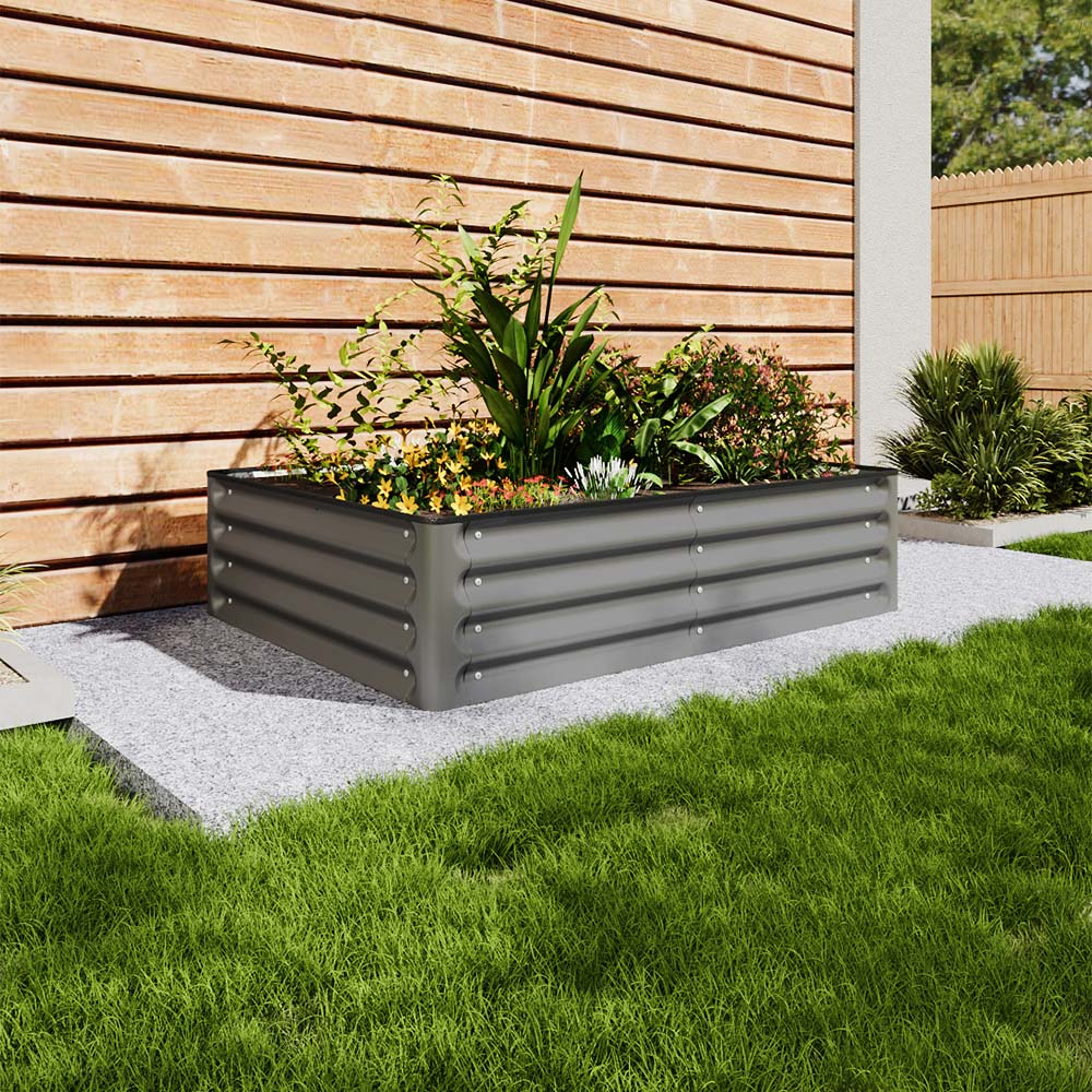 Living and Home Dark Grey Rectangular Galvanised Steel Raised Garden Bed 120 x 90cm Image 2
