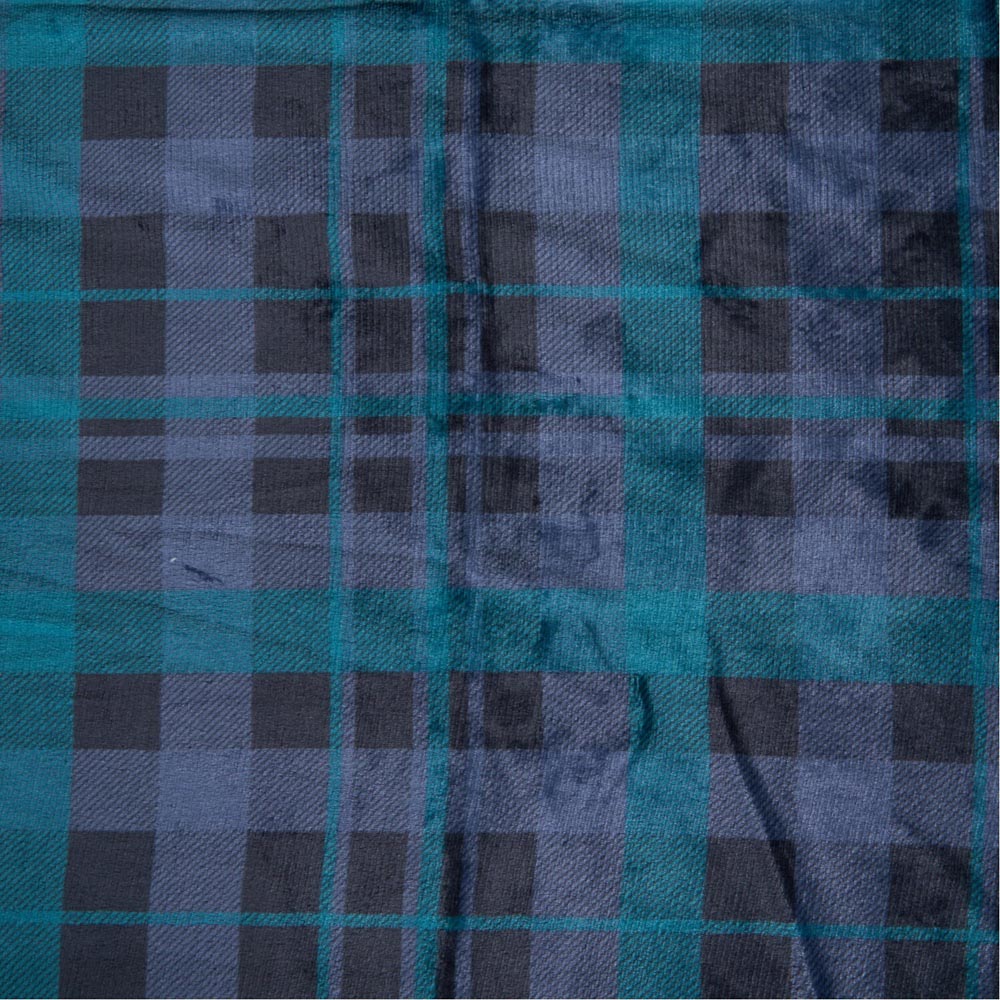 Caeden Check Sherpa Throw - Blue and White Image 3