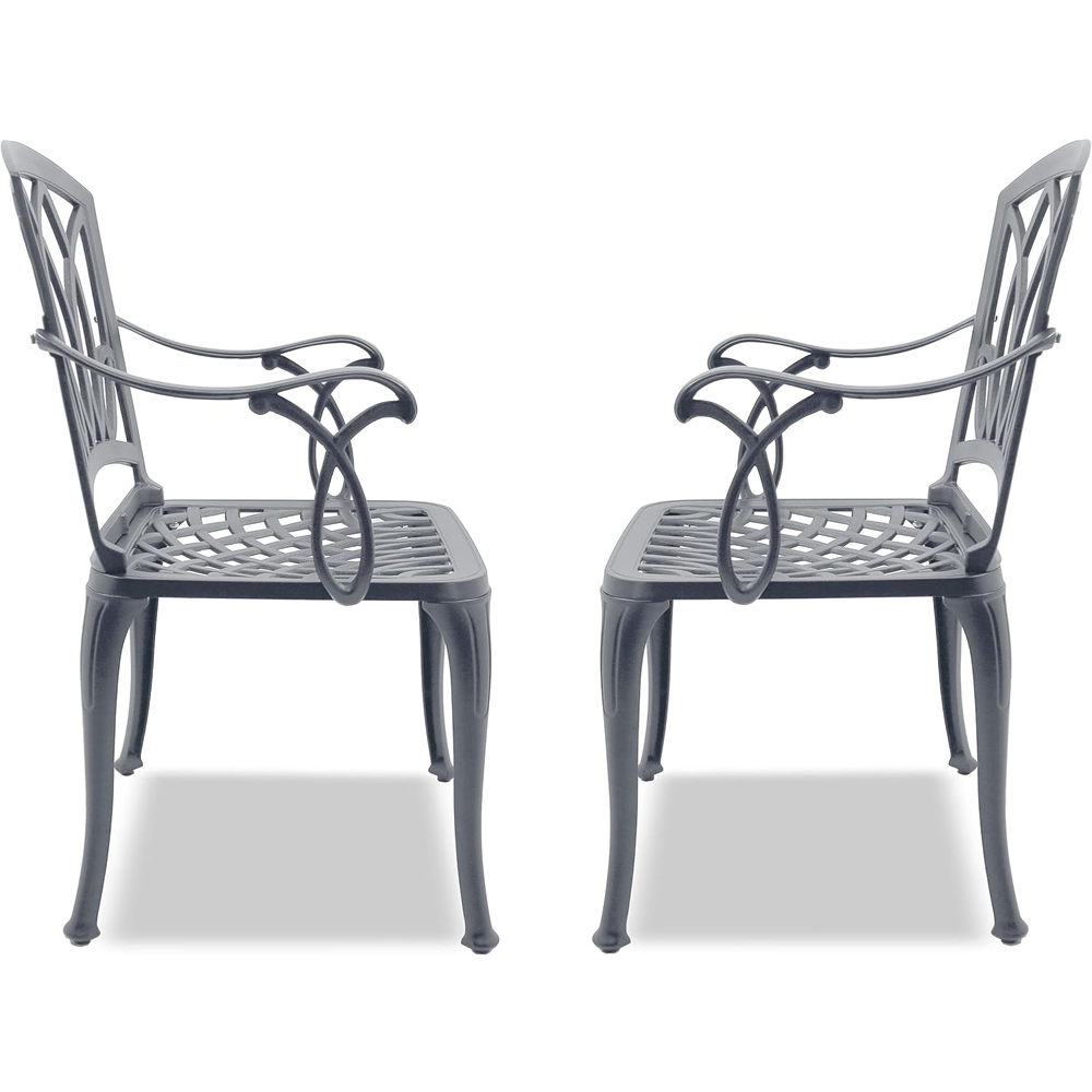 Centurion Positano Set of 2 Grey Garden Bistro Chairs with Armrests Image 5