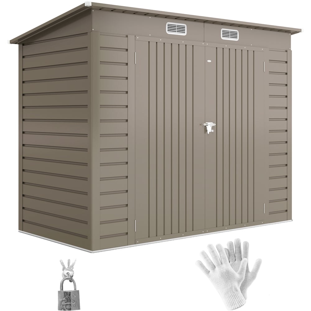 Outsunny 8 x 4ft 2 Door Light Grey Metal Garden Storage Shed Image 4