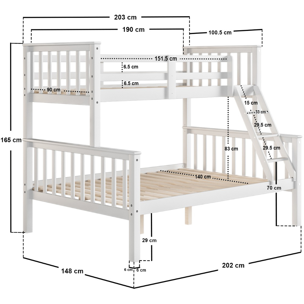 Flair Casey White Detachable Triple Bunk Bed Image 6