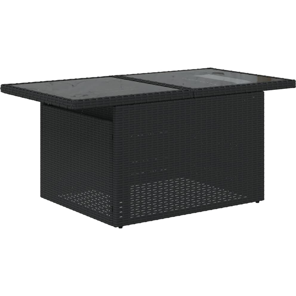 Walplus 2 Seater Black Poly Rattan Liftable Glass Top Convertible Garden Dining Table Image 3