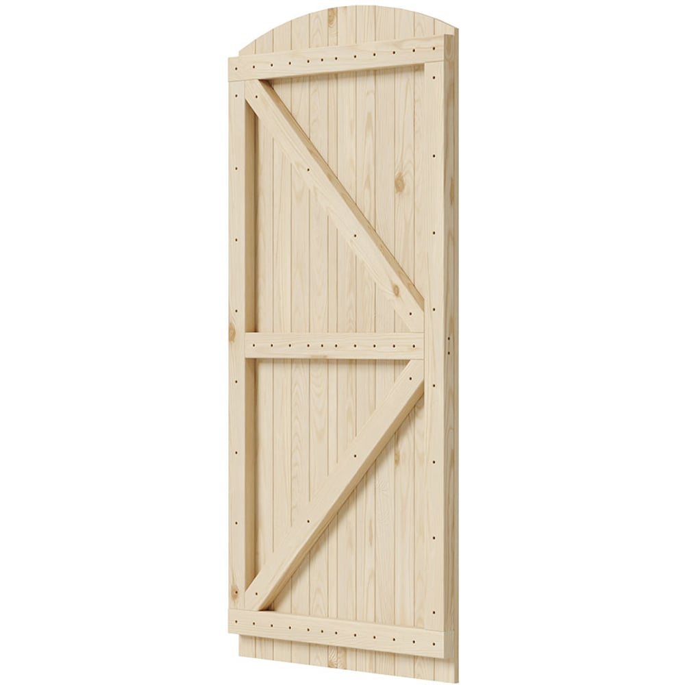 Living and Home Wooden Arch Top Garden Gate with Latch 2.7 x 5.9ft Image 1