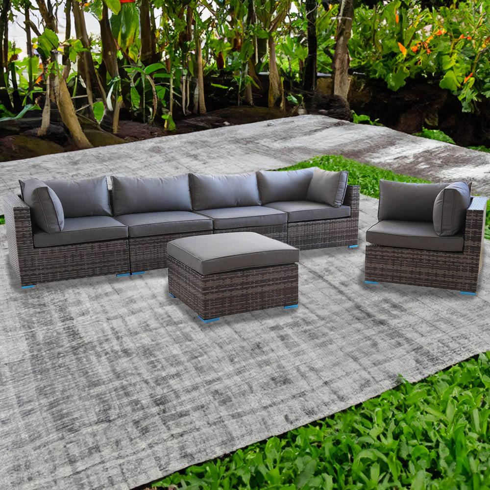 Furniture One 6 Seater Grey Garden Sofa Set Image 1