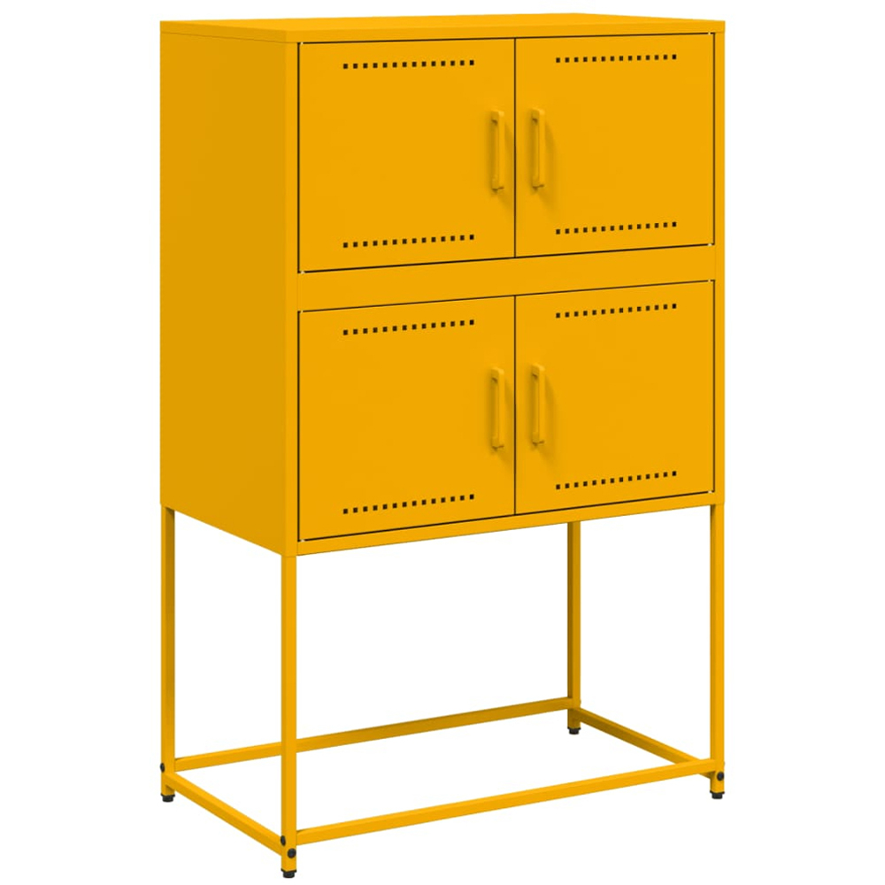 vidaXL 4 Door Mustard Yellow Industrial Metal Sideboard Image 2