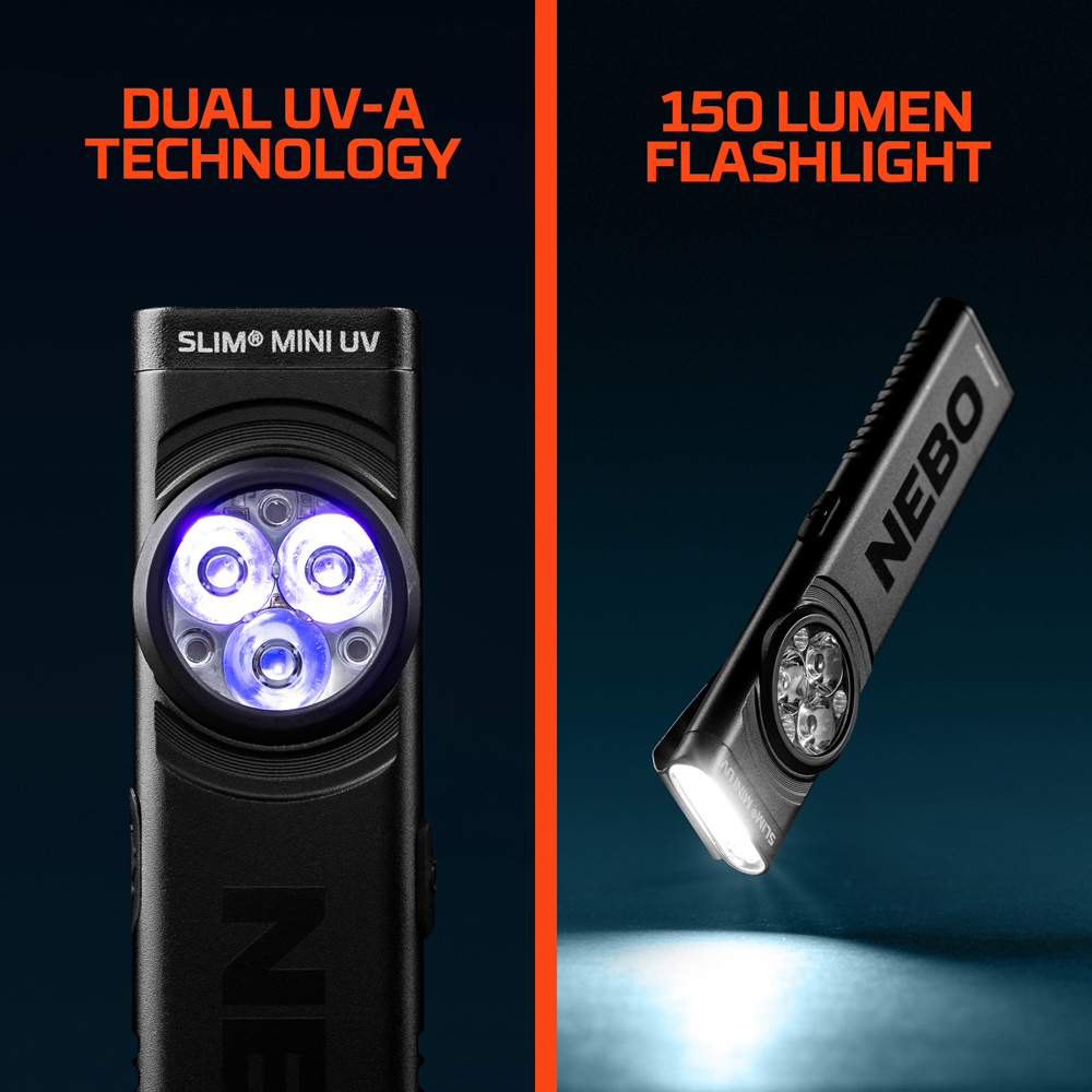 Nebo Slim Mini UV 150 Lumens Rechargeable Dual-Band UV and White EDC Pocket Light with Magnetic Base Image 7
