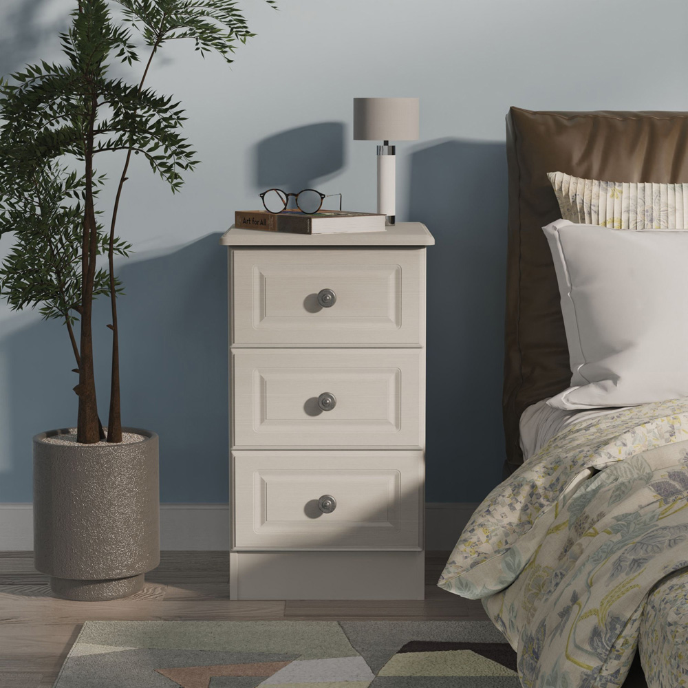 Crowndale Pembroke 3 Drawer Grey Ash Bedside Cabinet Ready Assembled Image 6
