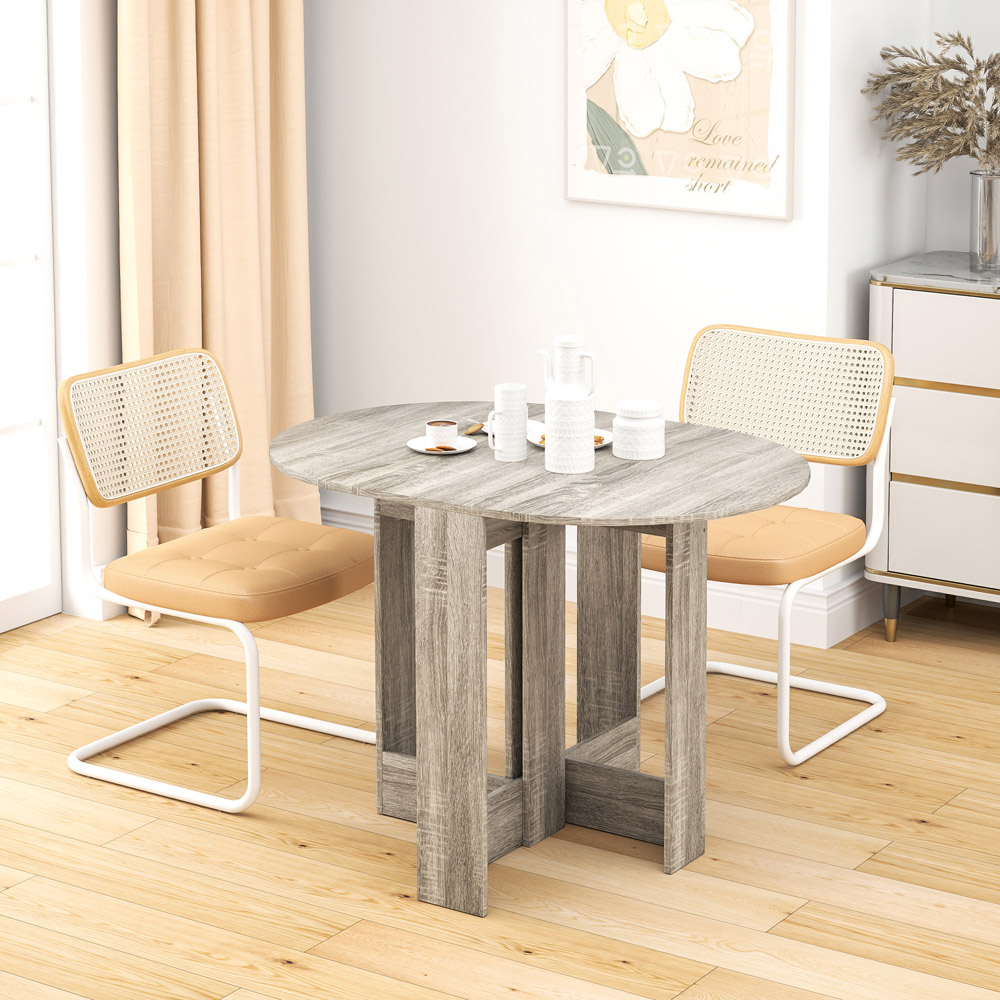 HOMCOM 2 Seater Grey Drop Leaf Dining Table Image 3