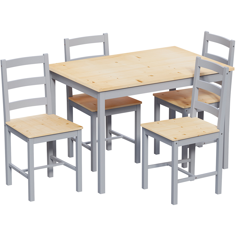 Vida Designs Yorkshire 4 Seater Dining Set Grey and Pine Image 2