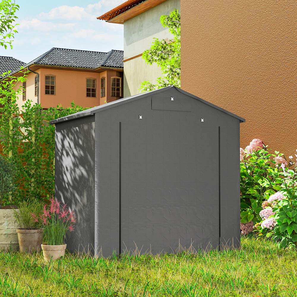 Outsunny 6 x 4ft Dark Grey Garden Bike Storage Shed Image 7