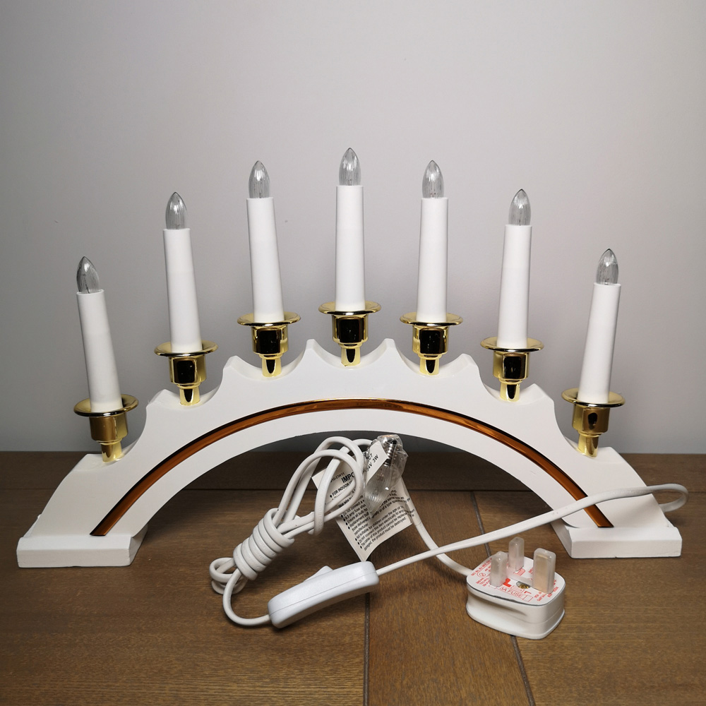 Samuel Alexander Premier White Wooden Christmas Candle Bridge 45cm Image 3