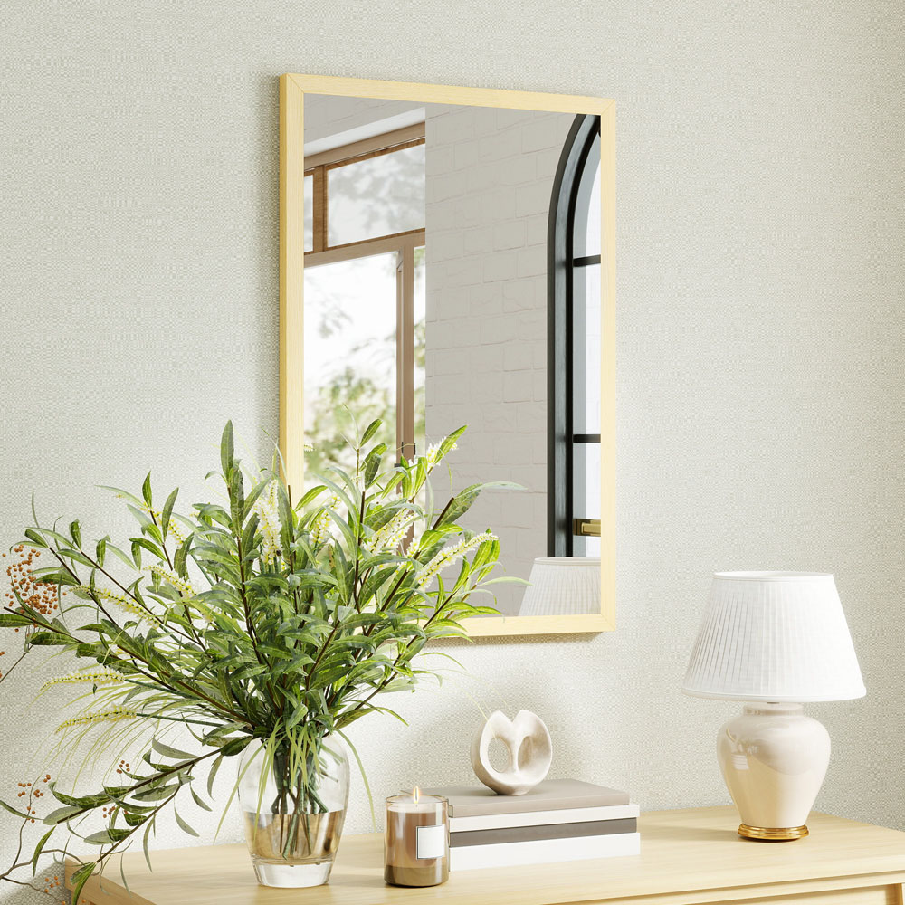 Portland Natural Rectangular Wall Bathroom Mirror 60 x 40cm Image 5