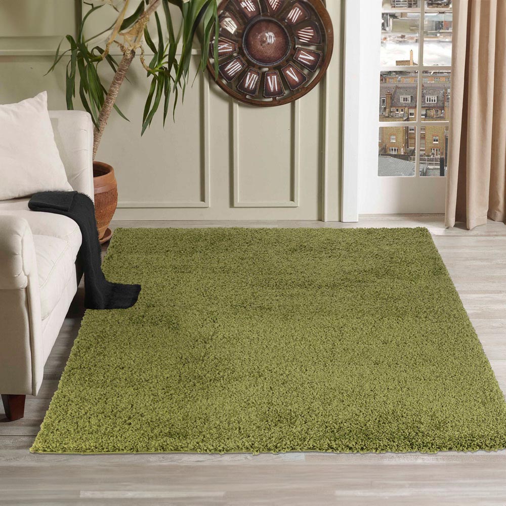 Desire Rugs Oxford Green Plain Shaggy Rug 80 x 150cm Image 2