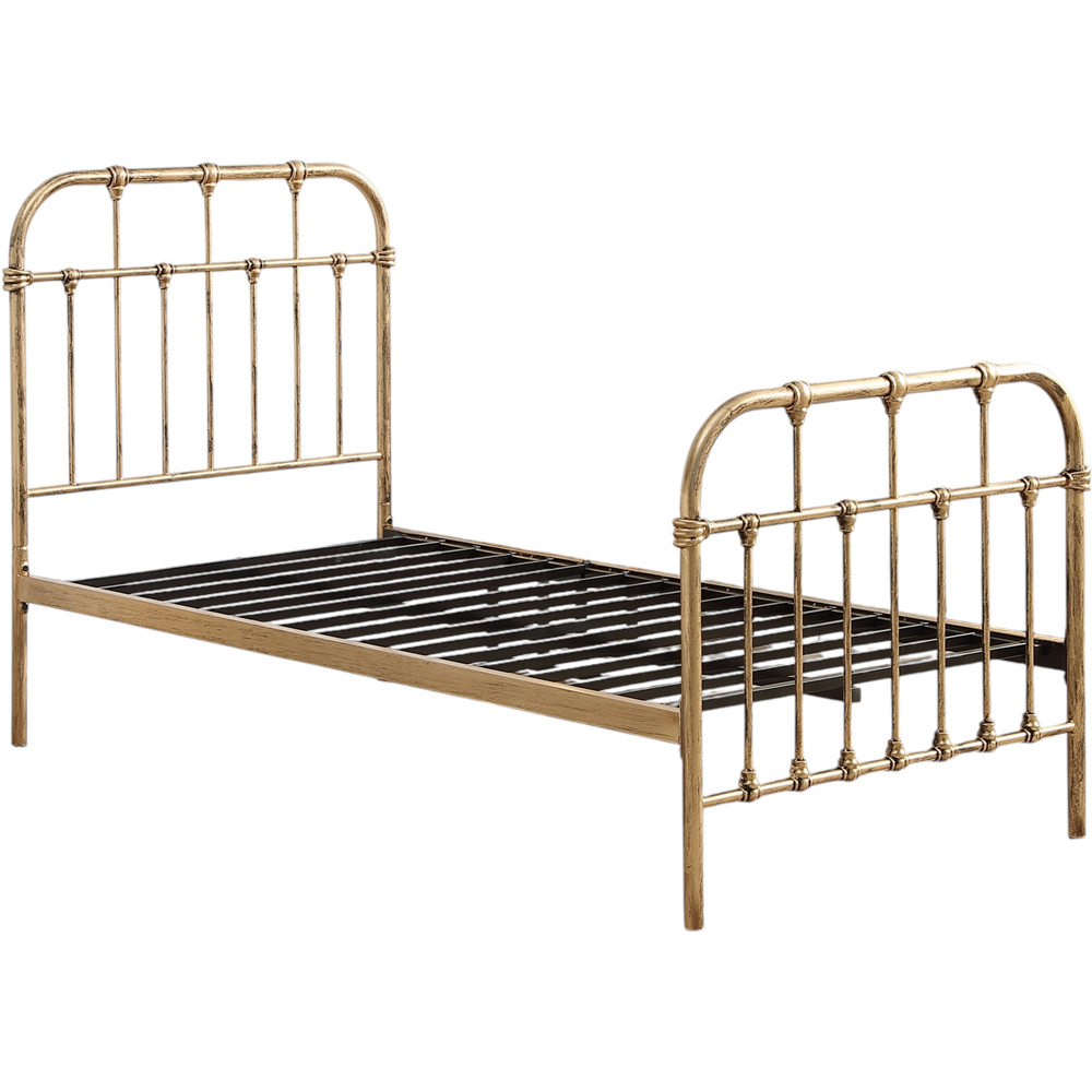OAT Home Camden Single Antique Brass Effect Metal Bed Image 2