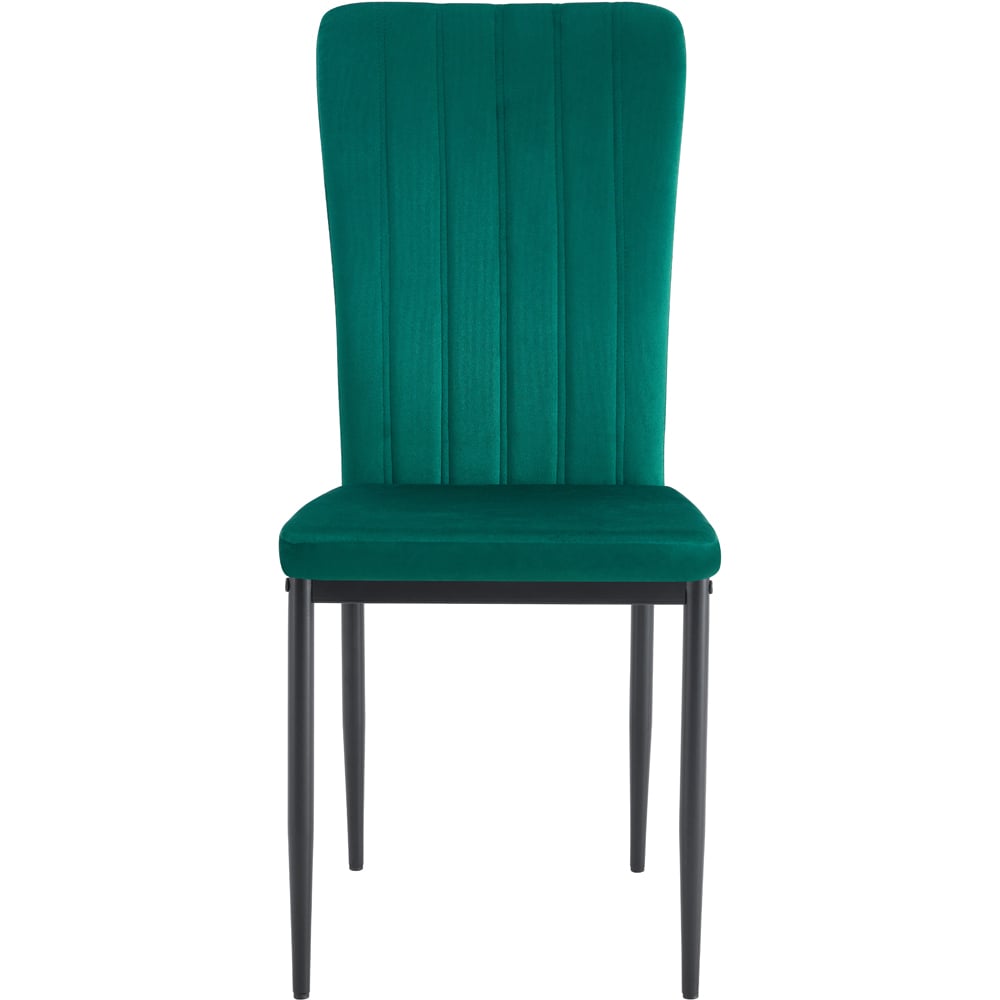 wilko Elle Set of 4 Green Velvet Effect Plush Padded Upholstered Dining Chair Image 3