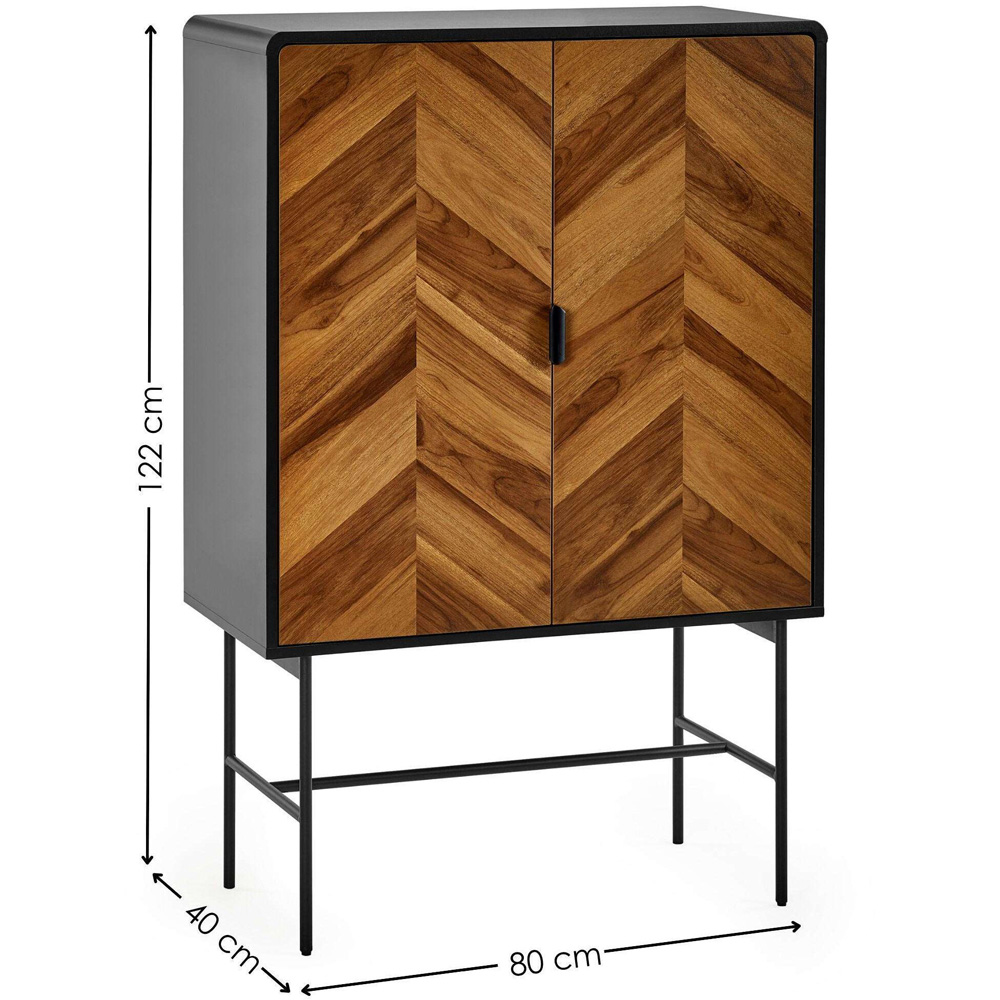 Julian Bowen Alvin 2 Door Black and Chevron Natural Wood Effect Storage Cabinet Image 9