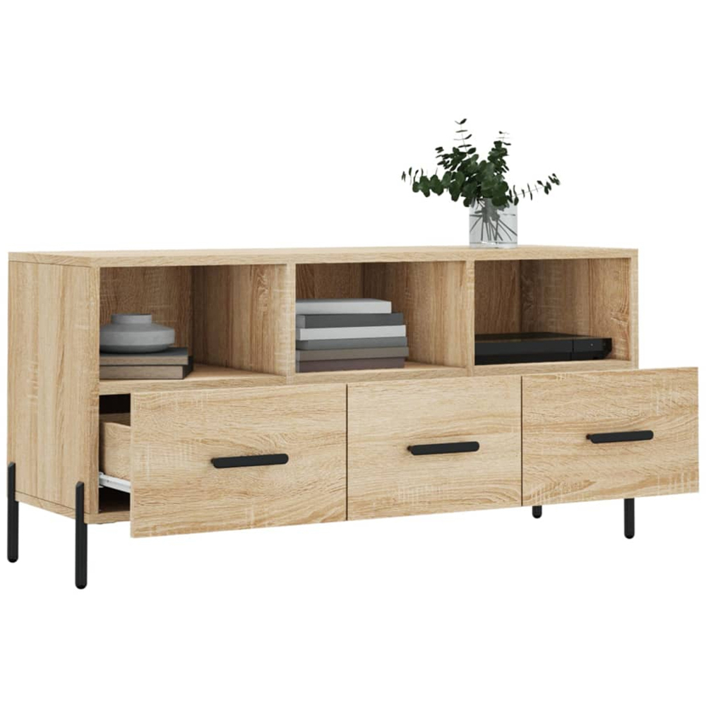 vidaXL 3 Drawer 3 Shelf Sonoma Oak TV Cabinet Image 4