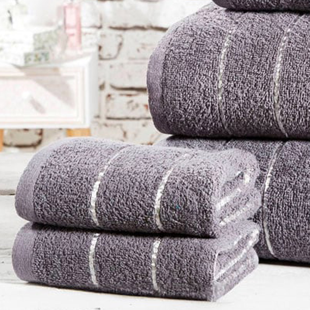 Rapport Home Sandringham Charcoal Grey Cotton Bath Sheet Bundle Set of 2 Image 3