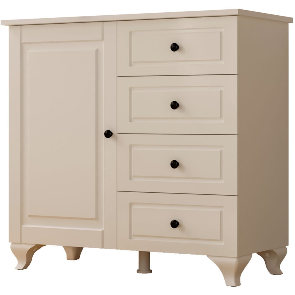 Evu MAISON Single Door 4 Drawers White Cabinet Image 2