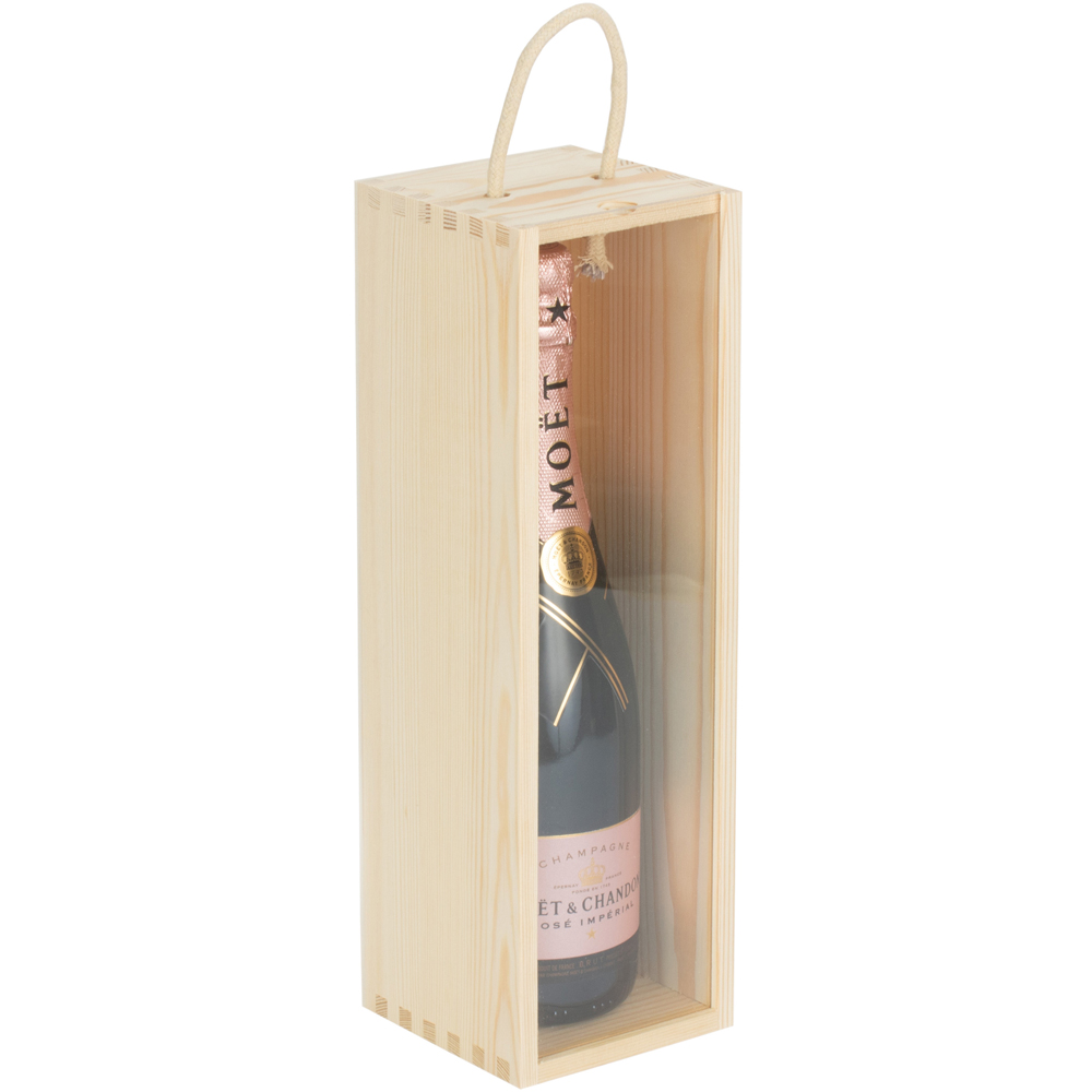 Red Hamper Single Bottle Wooden Box with Clear Acrylic Sliding Lid Image 3