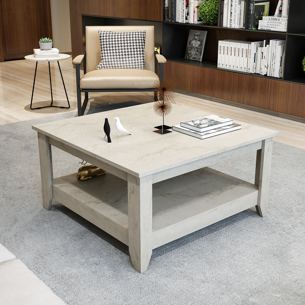 Decorotika Lea Single Shelf Walnut Coffee Table Image 5