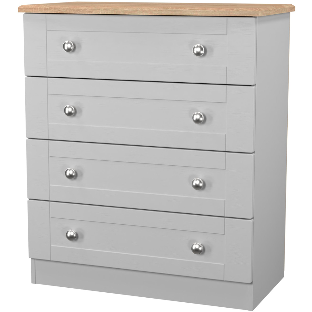 Crowndale Sussex 4 Drawer Grey Ash and Bardolino Oak Chest of Drawers Ready Assembled Image 3