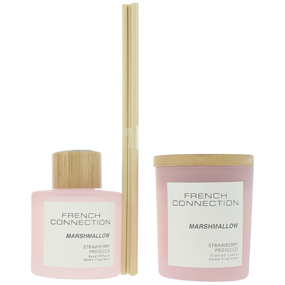 French Connection Marshmallow Strawberry and Processo Diffuser and Scented Candle 2 Piece Gift Set Image 2