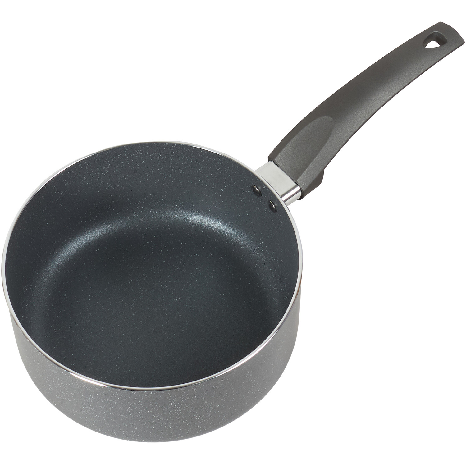 Marble Finish Saucepan with Lid - Black / Large Image 1