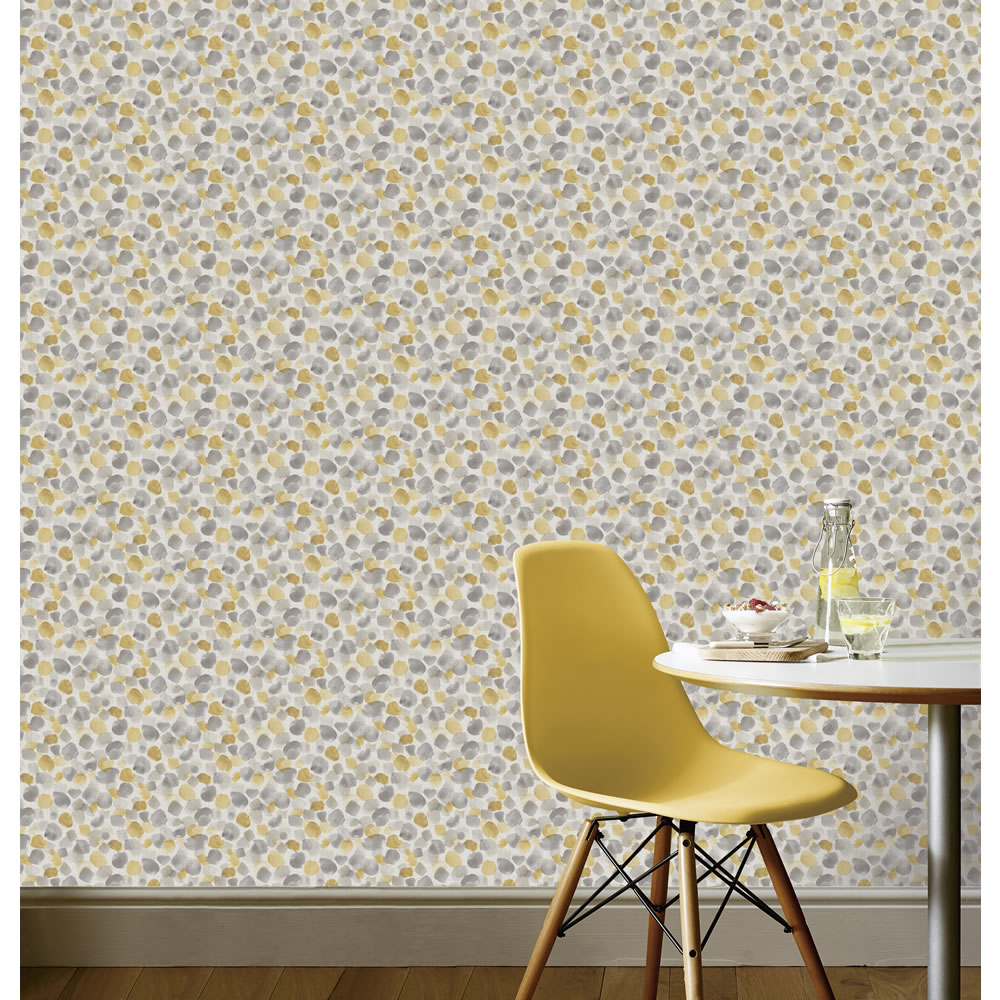 Arthouse Wallpaper Painted Dots Ochre Wilko