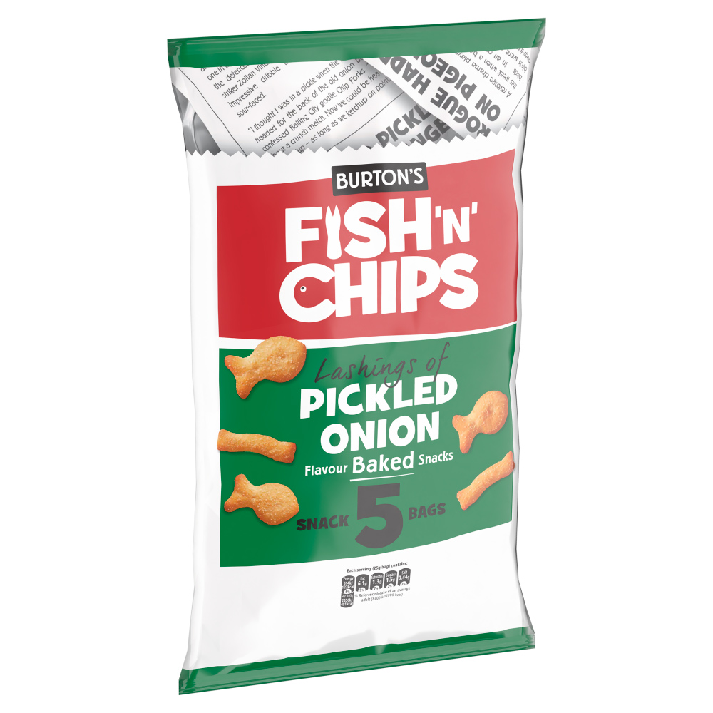 Burton's Fish 'n' Chips Pickled Onion Baked Snacks 5 Pack Image 2