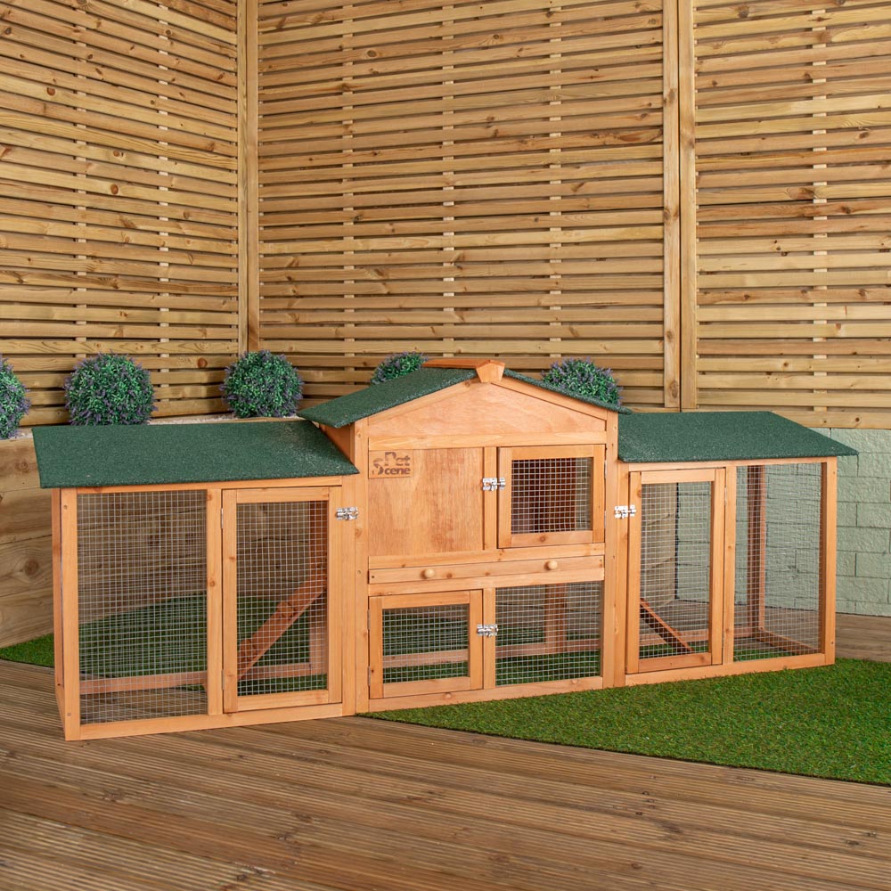 Samuel Alexander Extra Large Wooden Outdoor Animal Hutch with Ramp Image 7