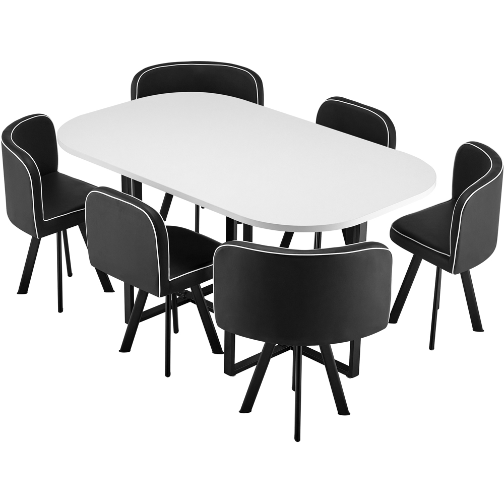 Comfy Living 6 Seater Dining Set White and Black Image 2