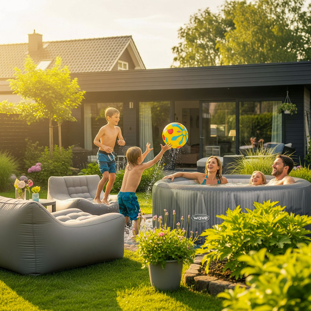 Wave Atlantic 4 Person Brown Rattan Inflatable Hot Tub 65 x 180cm Image 7