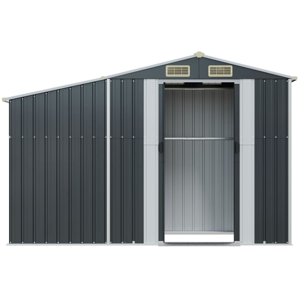 vidaXL 9 x 3.6ft Anthracite Galvanised Steel Apex Garden Shed with Firewood Stand Image 4