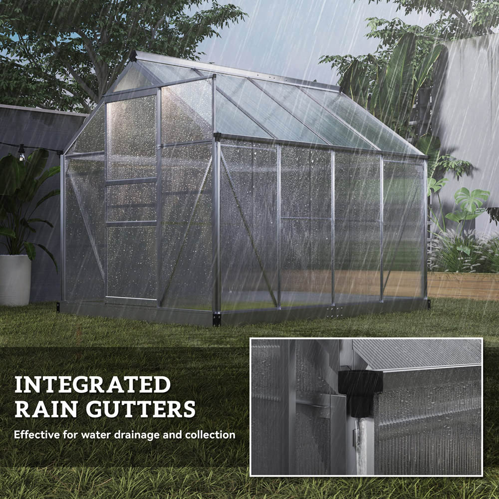 Outsunny Galvanised Aluminium Polycarbonate 6 x 8ft Walk-in Greenhouse Image 7