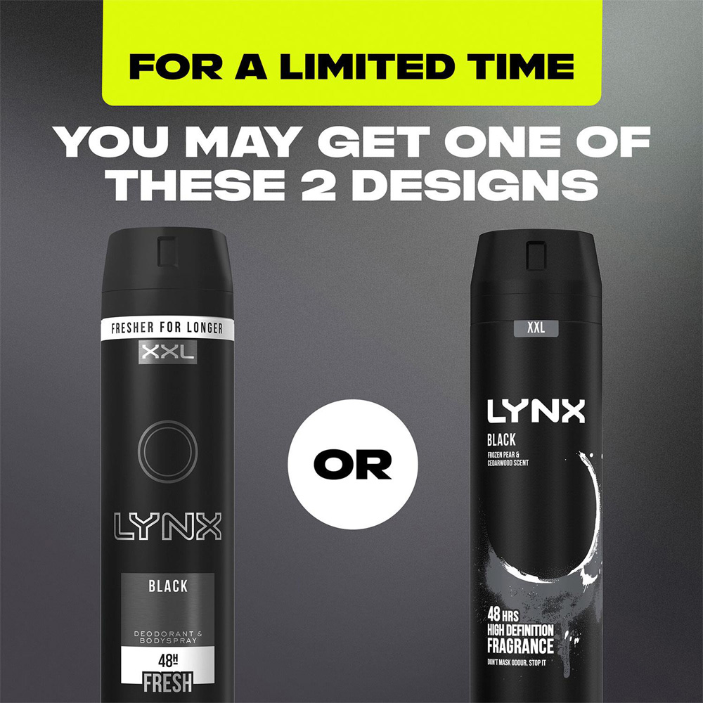 Lynx Black Frozen Pear and Cedarwood 48H Protection Deodorant Body Spray 250ml 6 Pack Image 5